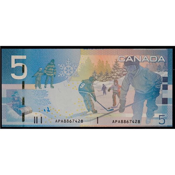 Error; 2006 $5 "Misplaced Printing error"  Both serial numbers shifted down and no inprint at bottom