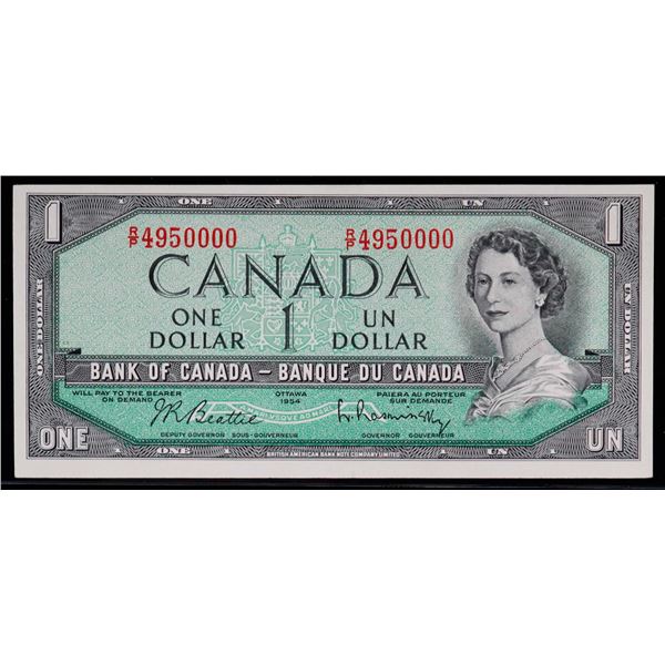 Fancy Number; 1954 $1 BC-37b-i #R/P4950000 Choice Uncirculated.