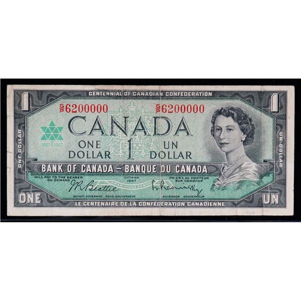 Fancy Number; 1967 $1 BC-45b #G/P6200000 VF