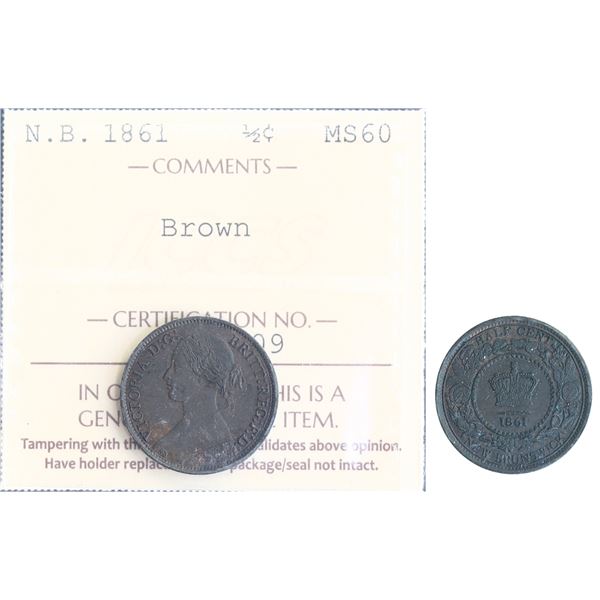 N.B. 1861 ½¢ ICCS Mint State-60