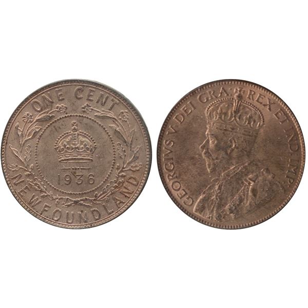 Nfld; 1936 1¢  ICCS Very Choice Mint State-64 Red