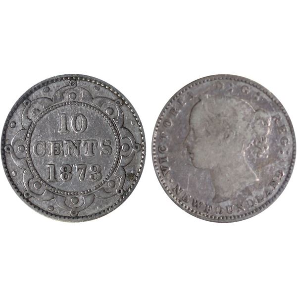 Nfld; 1873 10¢ "Obv.2" ICCS Good-6