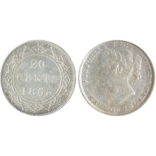 Nfld; 1865 20¢ ICCS Choice Very Fine-30