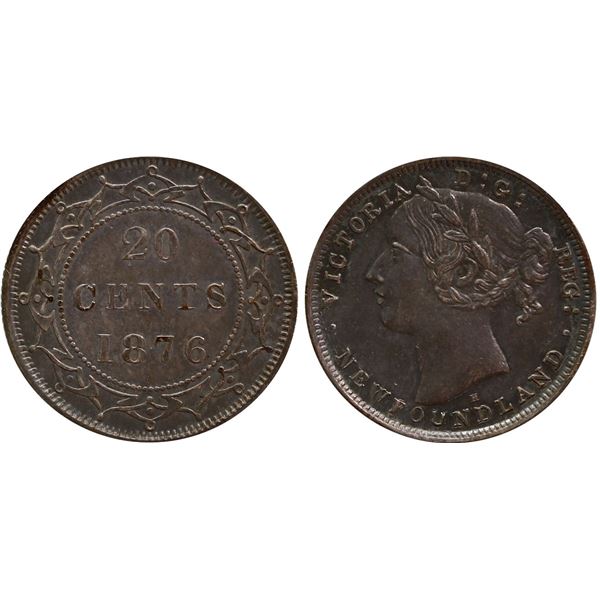 Nfld; 1876H 20¢ about EF, a pleasing example.