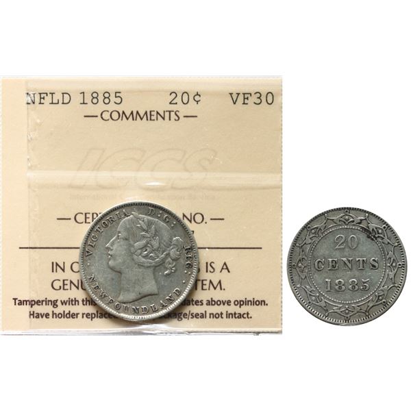 Nfld; 1885 20¢ ICCS Choice Very Fine-30