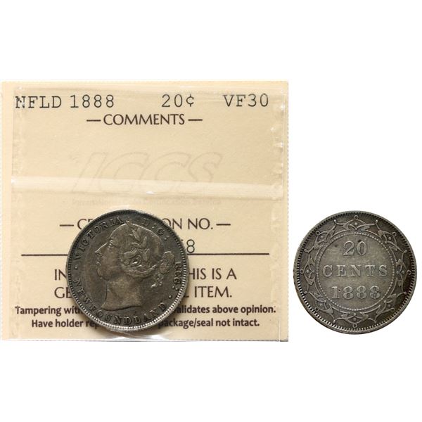Nfld; 1888 20¢ ICCS Choice Very Fine-30