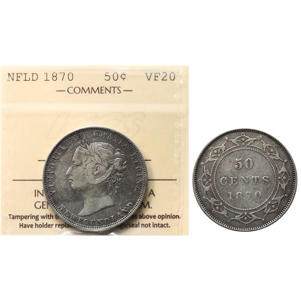 Nfld; 1870 50¢ ICCS Very Fine-20