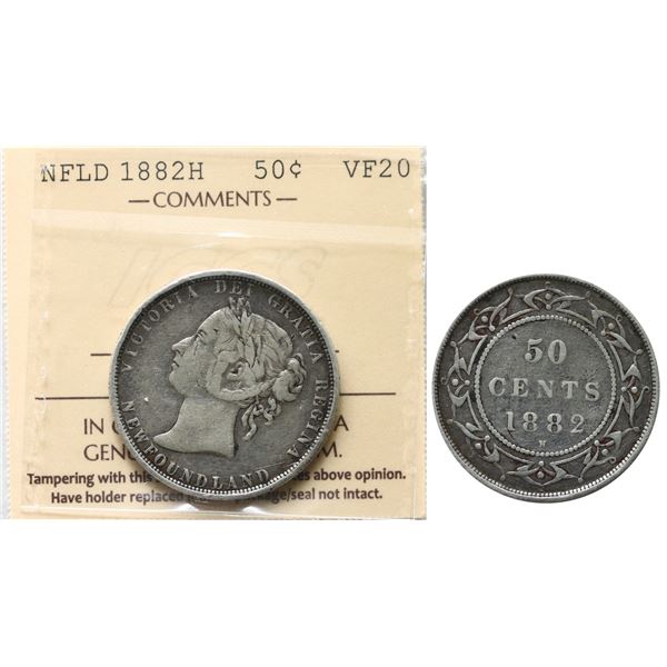 Nfld; 1882H 50¢ ICCS Very Fine-20