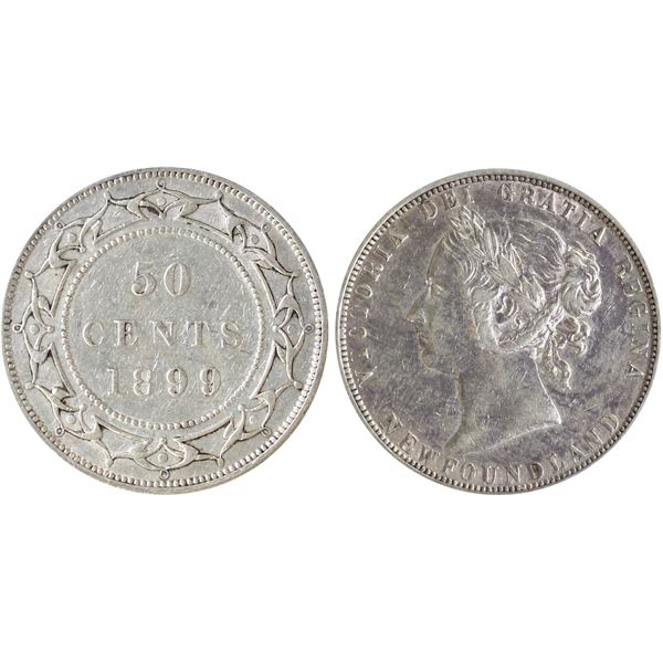 Nfld; 1899 50¢ "Narrow 9's"  ICCS Extra Fine-40, Lightly toned with lustrous surfaces.