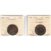 Image 1 : 1858 1¢, 1859 DP N9#2, Both coins ICCS About Uncirculated-50 with traces of Red lustre.