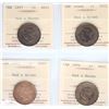 1895 1¢, 1896, 1897, 1898H, All 4 coins ICCS Choice Mint State-62 RB
