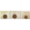 1901 1¢, 1919, 1936, All 3 coins ICCS Very Choice Mint State-64 Red.