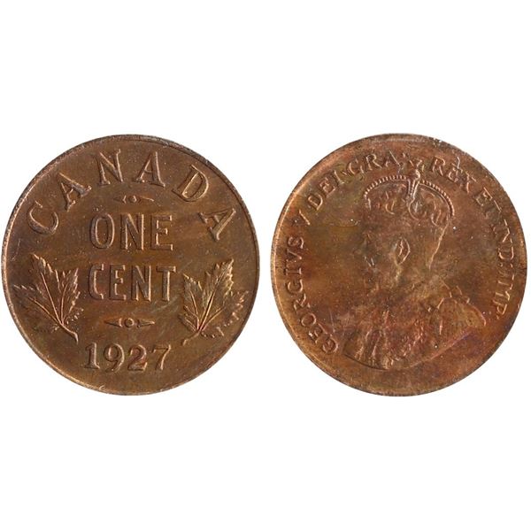 1927 1¢ ICCS Choice Mint State-63 with irridescent toning.  A lovely example.