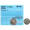 Image 1 : 1883H "Obv.5" 5¢ ICCS Choice Extra Fine-45 Brilliant and lustrous with light golden tone.