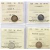 Image 1 : 1902H 5¢ "Large H", 1906, 1907, 1910 "Pointed Lvs" All 4 coins ICCS Choice Mint State-63.