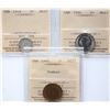 1918 5¢, 1940, 1942 Tombac, All 3 coins ICCS Choice Mint State-63