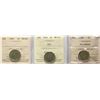 1946 5¢ "Regular", 1946 "6/6", 1946 "Arrowhead" All 3 coins ICCS Choice About Uncirculated-55 to Cho