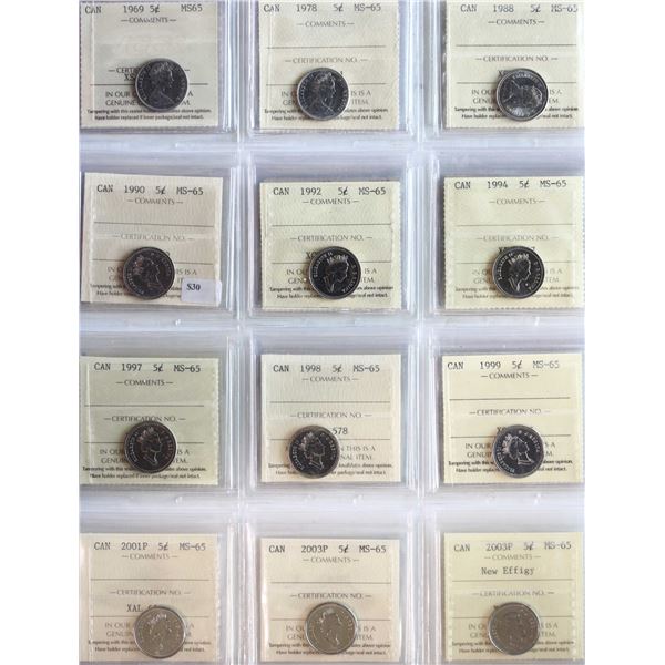 1969 5¢, 1978, 1988, 1990, 1992, 1994, 1997, 1998, 1999, 2001-P, 2003-P, 2003-P "New Effigy", 2005-P