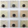 1990 5¢, 1994, 1998, 1999 (2), 2009 (2), 2011, 2016, All 9 coins ICCS Gem Mint State-65.
