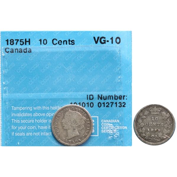 1875H 10¢ CCCS Very Good-10, Key date.