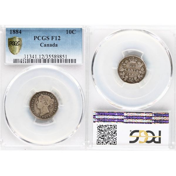 1884 10¢ PCGS Fine-12, Key date.