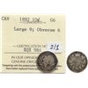 1892 10¢ "Large 9, 2/1 - Obv.6" ICCS Good-6.  Scarcer variety.