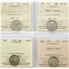 1911 10¢, 1913 "Small Leaves", 1938, 1947 "Maple Leaf", All 4 coins ICCS Choice About Uncirculated-5
