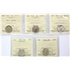 1913 10¢ "Small Leaves", 1919, 1931, 1934, 1935 All 5 coins ICCS Choice Extra Fine-45.