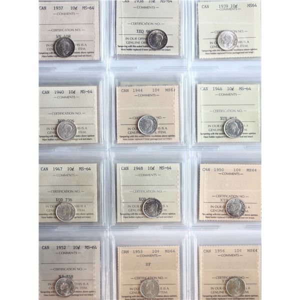 1937 10¢, 1938, 1939, 1940, 1944, 1946, 1947, 1948, 1950, 1952, 1953 "SF", 1956, 1957, 1958, 1959, 1