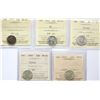1952 10¢, 1953 "SF", 1968 "Silver"(2), 1959 All 5 coins ICCS Gem Mint State-65.