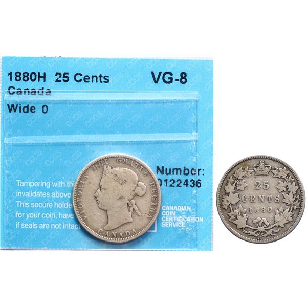 1880H 25¢ "Wide O" CCCS Very Good-8, Key date.