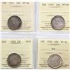 1914 25¢, 1919, 1935, 1936 "DOT", All 4 coins ICCS Choice Very Fine-30.