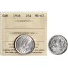 1936 25¢ ICCS Choice Mint State-63 Fully brilliant and lustrous.
