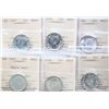 1937 25¢, 1940, 1941, 1942, 1944, 1947 "ML", All 6 coins ICCS Choice Mint State-63
