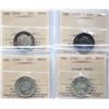 1939 25¢, 1940, 1949, 1953 "LD", all 4 coins ICCS Very Choice Mint State-64