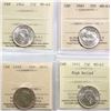 1942 25¢, 1943, 1949, 1952 "High Relief", All 4 coins ICCS Choice Mint State-63.