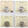 1943 25¢, All 4 coins ICCS Choice Mint State-63