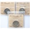 1945 25¢, 1946, 1953 "LD", All 3 coins ICCS Gem Mint State-65
