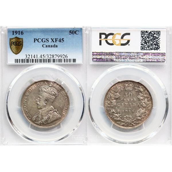 1916 50¢ PCGS Choice Extra Fine-45, Lustrous example.