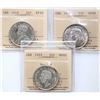 1918 50¢, 1938, 1944 "Near 4", All 3 coins ICCS Extra Fine-40 to Choice Mint State-62.