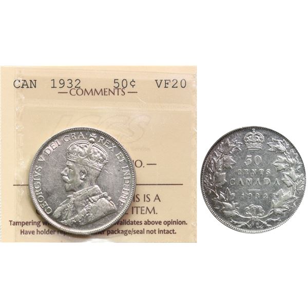 1932 50¢ ICCS Very Fine-20 Brilliant and lustrous.  Semi Key date