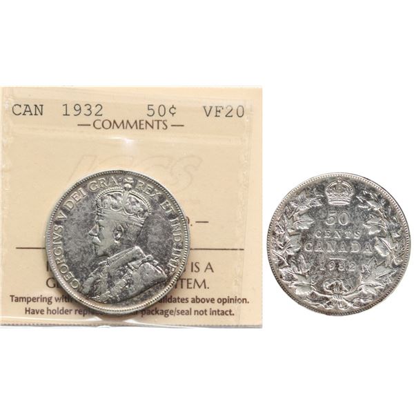 1932 50¢ ICCS Very Fine-20, Brilliant with remaining lustre.  A very nice example.