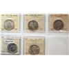 1937 50¢, 1950 "Design", 1951, 1952 "Narrow date", 1953 "LD SF" All 5 coins ICCS Very Choice Mint St