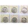 Image 1 : 1935 $1, 1936, 1937, 1939, 1949, 1966 "LB", All 6 coins ICCS Very Choice Mint State-64.  Brilliant a