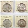 1935 $1, 1936, 1938, 1939 All 4 coins ICCS Choice Mint State-63.