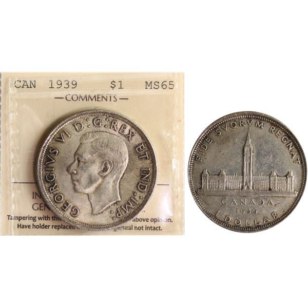 1939 $1 ICCS Gem Mint State-65 Lightly toned.