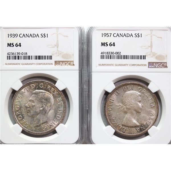 1939 $1, 1957 Both coins NGC Very Choice Mint State-64