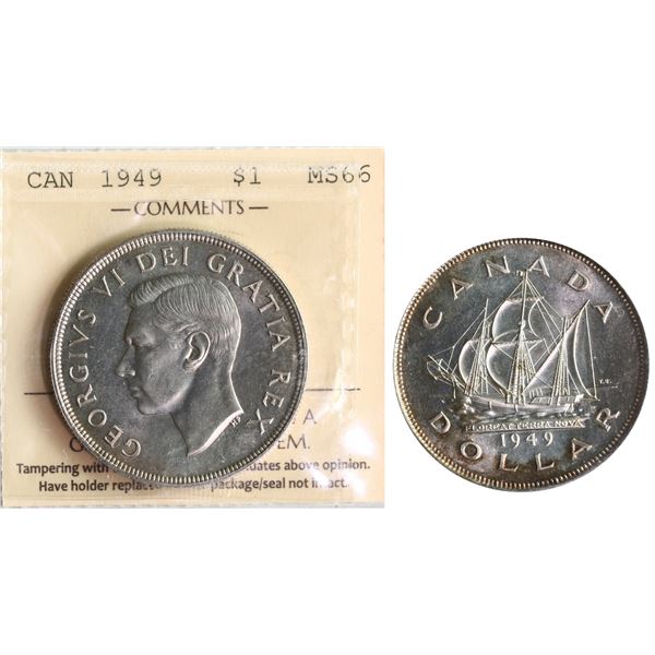 1949 $1 ICCS Superb Gem Mint State-66 Superb fields and clean surfaces.