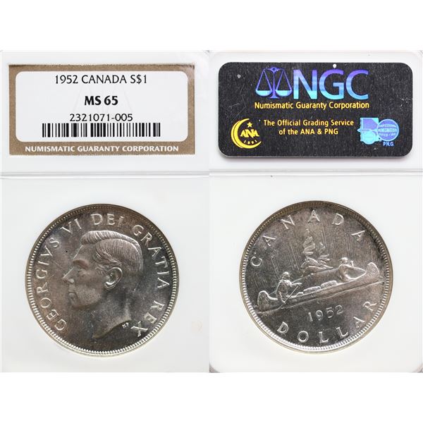 1952 $1 "WL" NGC Gem Mint State-65 Fully brilliant and lustrous.
