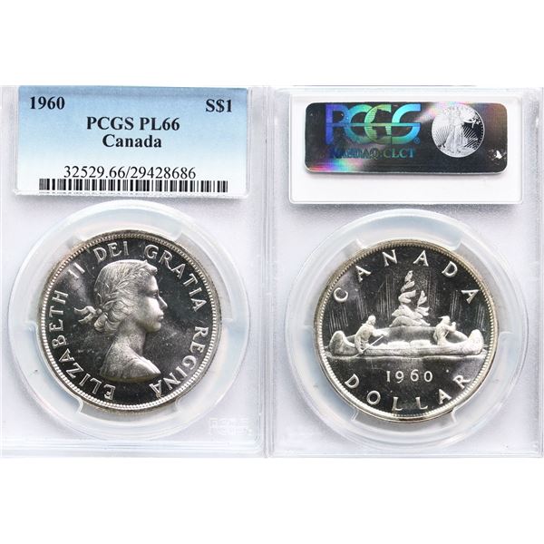1960 $1 PCGS Superb Gem Proof-Like-66, Great reflective surfaces with Cameo contrast.